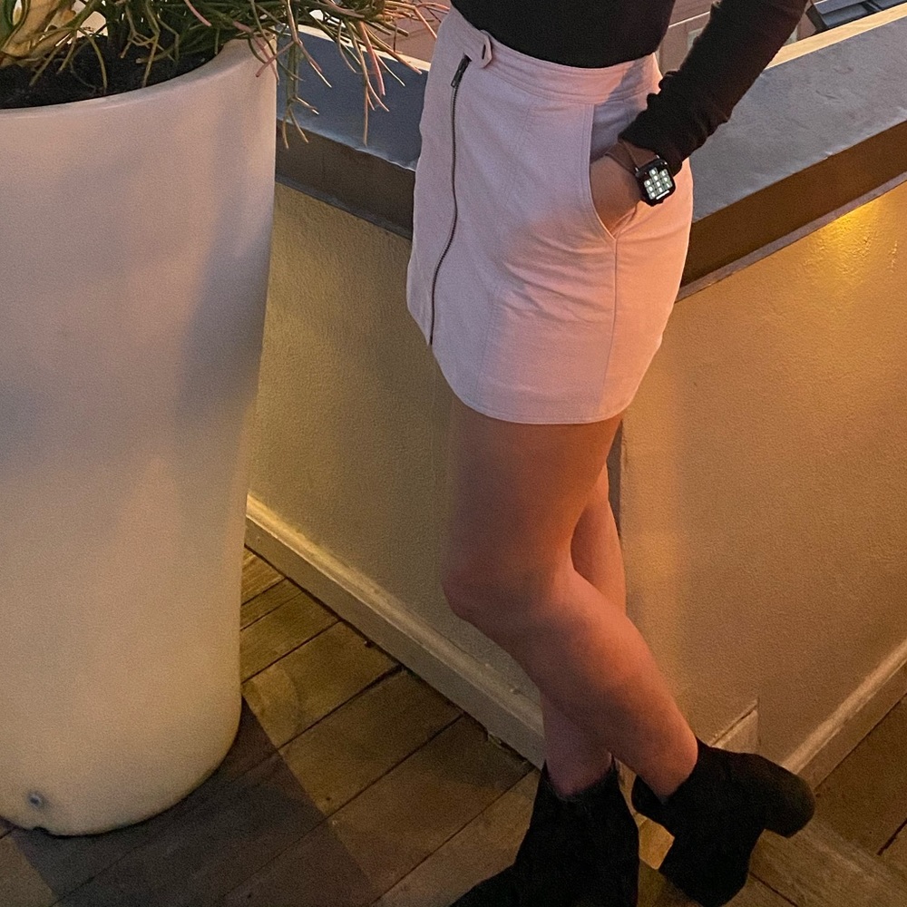 Free People Blush Leather Skirt